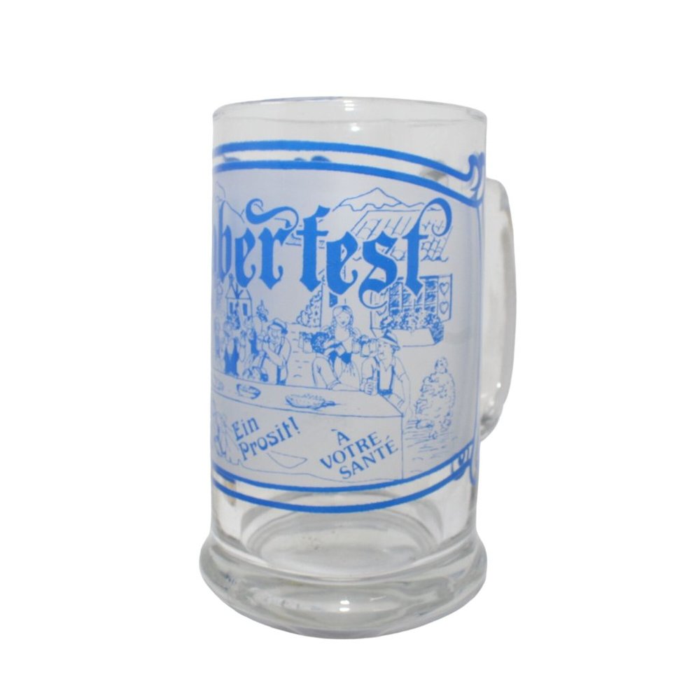 Vintage Oktoberfest Clear Glass Beer Stein Party Scene Graphic Made In Canada - Picture 2 of 4